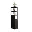 Black Storage Tall Slim Cabinet With Shutter Door And 3 Tier Shelves
