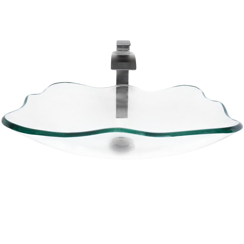 Novatto 15'' Glass Bathroom Sink with Faucet, Gun Metal