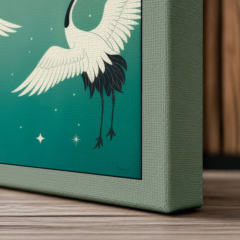 Flight of the Cranes Coastal - Wrapped Canvas, 30x20 - 76.2 x 50.8 cm, Sage Border
