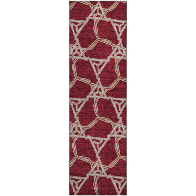 Premium Machine Washable Prisco Burgundy Rug