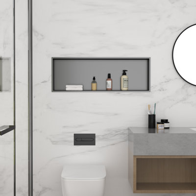 Niche de douche de salle de bain 37 po x 13 po, niche murale rectangulaire en acier inoxydable, noir bronze industriel