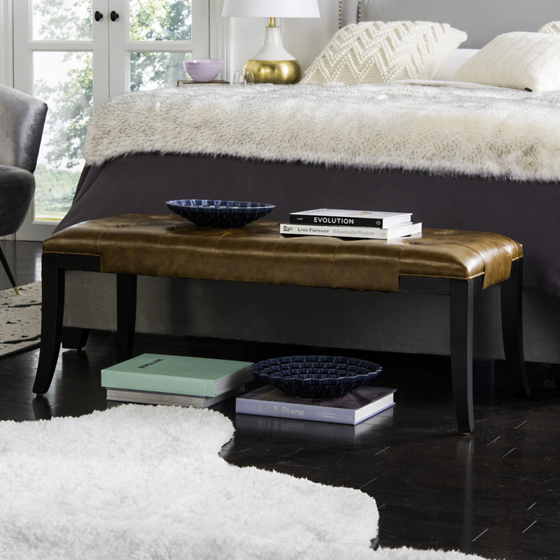 Gibbons Faux Leather Upholstered Bench, Saddle