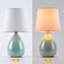 Ensemble de petites lampes de table en céramique 12,5 "avec abat-jour en lin blanc, tables de chevet mignonnes pour chambre d'enfant-1395459910