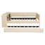 Lit plateforme tapissier pleine grandeur beige avec rangement, bureau et ports de chargement, lit gigogne pour les appartements construits - charge de rangement, séjour d'une nuit