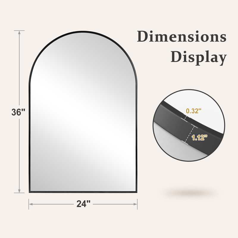 Miroir mural Arch, Noir, noir, noir, noir, 36 po x 24 po