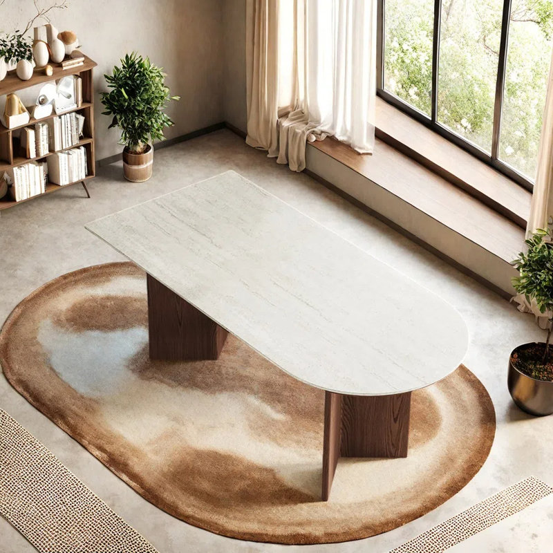 Table de salle à manger moderne, H 29,52 po x L 62,99 po x l 31,49 po, Brun