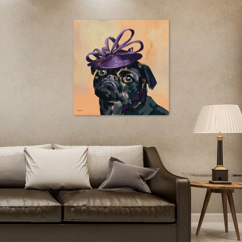 Posh Pug Contemporary, art contemporain fantaisiste, H 32 po x l 32 po