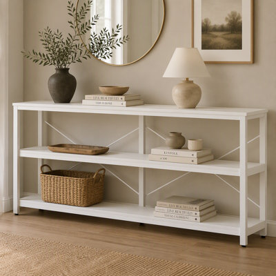 70.9" Console Table, 3-Tier Sofa Table with Metal Frame