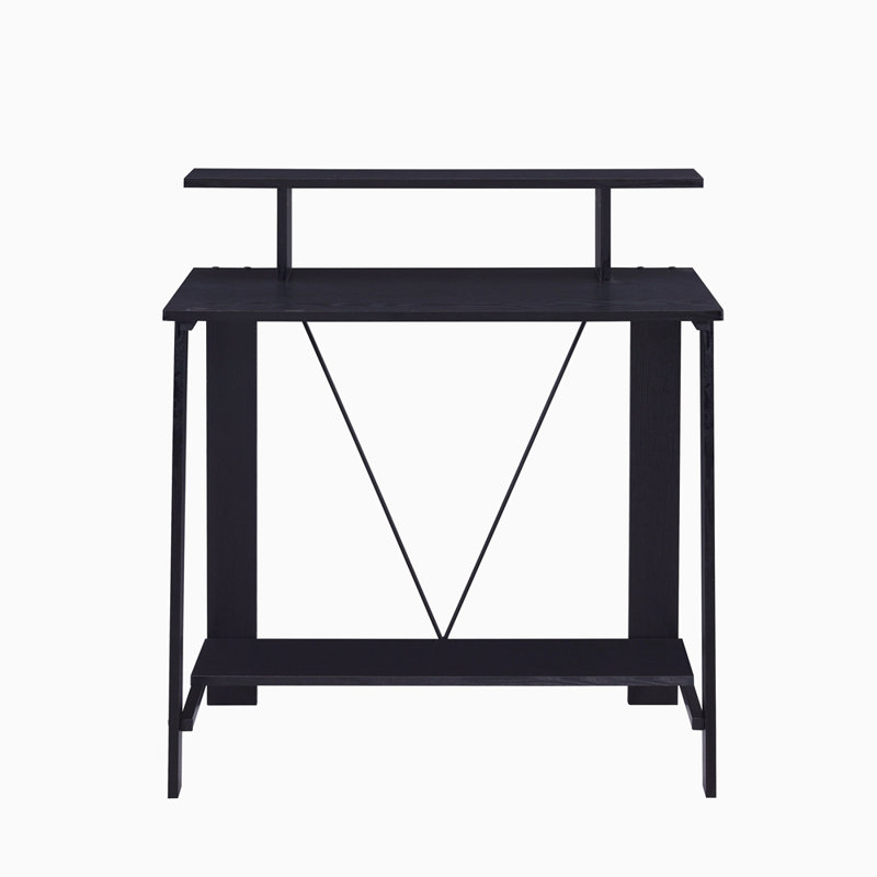 Bureau d'écriture noir avec tablette supérieure