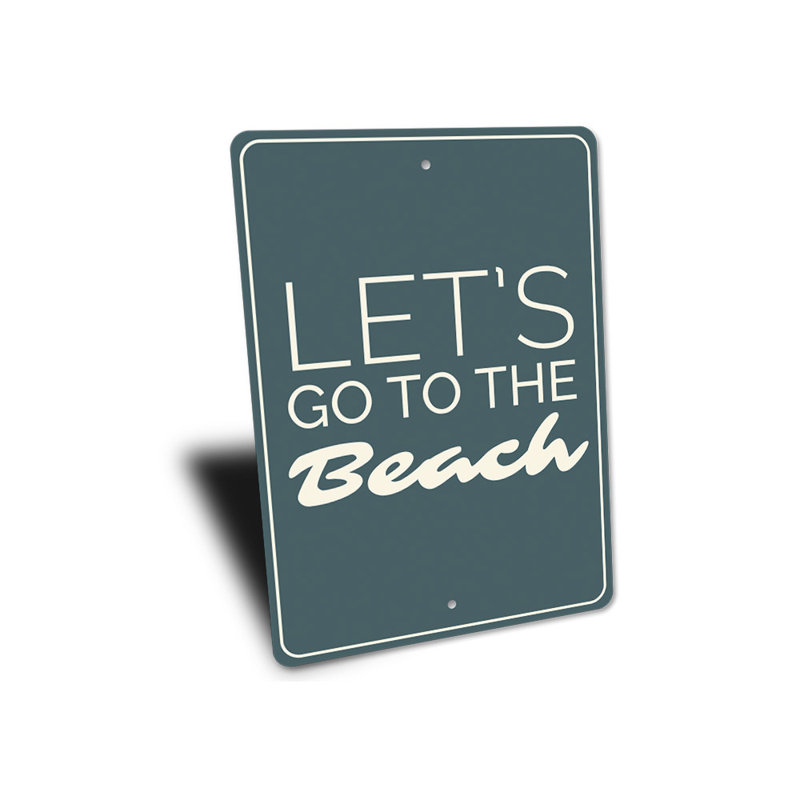 Plaque en aluminium «Allons à la plage», H 18 po x l 12 po x P 0,06 po