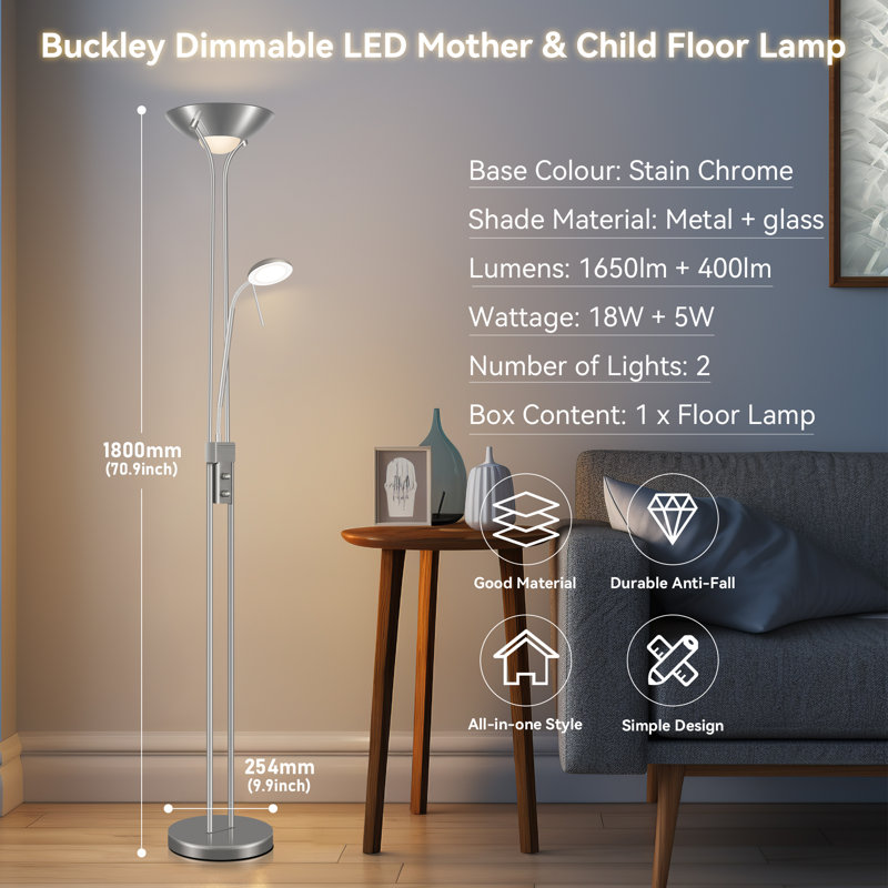Hajrat 71" LED Mother and Child Torchiere Floor Lamp