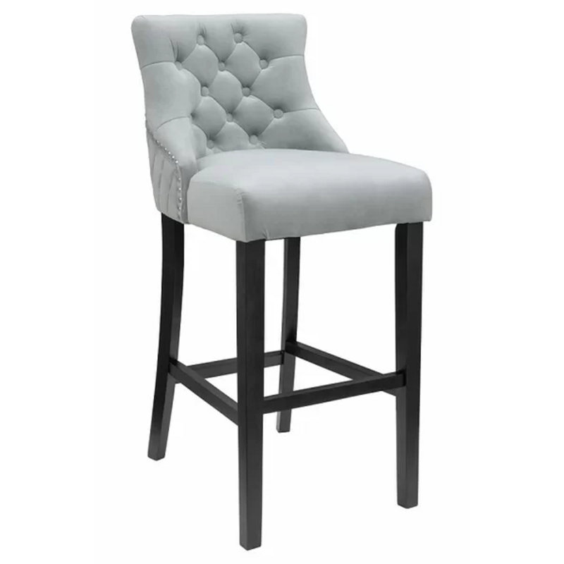 Bren Upholstered Counter Stool with Solid Wood Frame, Grey
