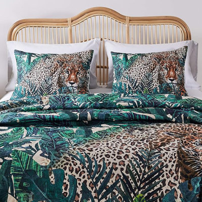 Greenland Home Fasions Jungle Cat Teal King Sham, 20x36