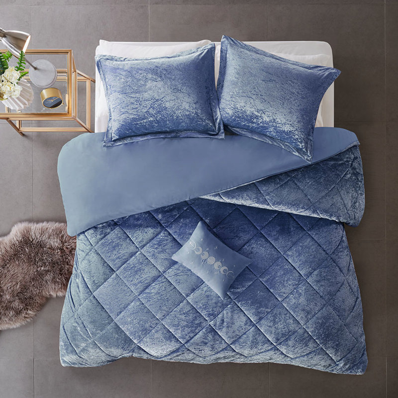 Housse de couette Luxueux, Édredon double + 3 taies d'oreiller standard, Bleu