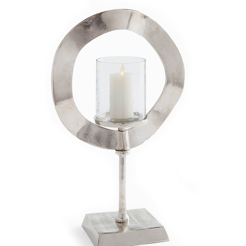 Oracle Glass and Metal Candlestick, 19" H x 11.5" W x 6" D