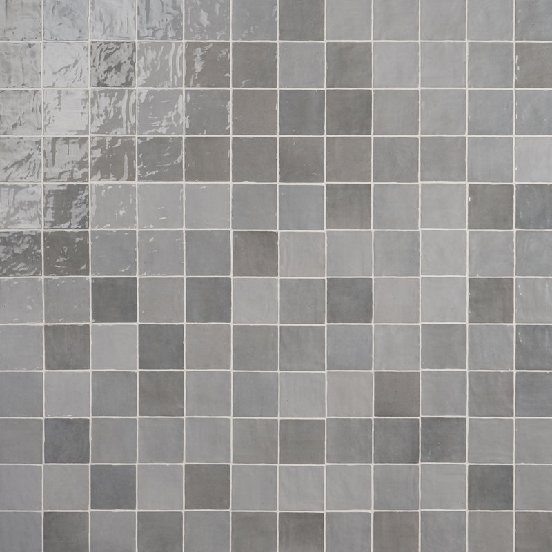 Karma 4" x 4" Glazed Ceramic Wall Tile (5.38 Sq. Ft. / Case), Gray