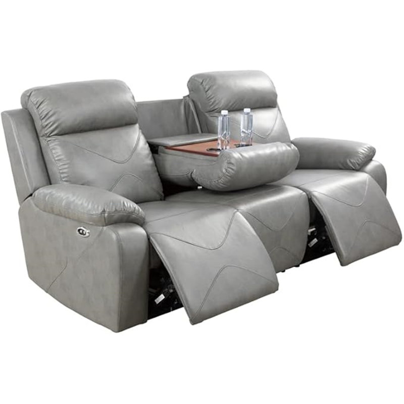 Canapé inclinable en similicuir 85,5 po Amica, Gris