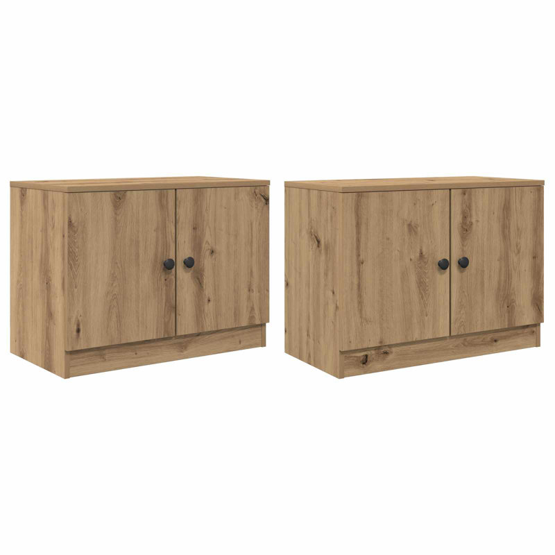 66 cm W Bedside Table, Artisan Oak