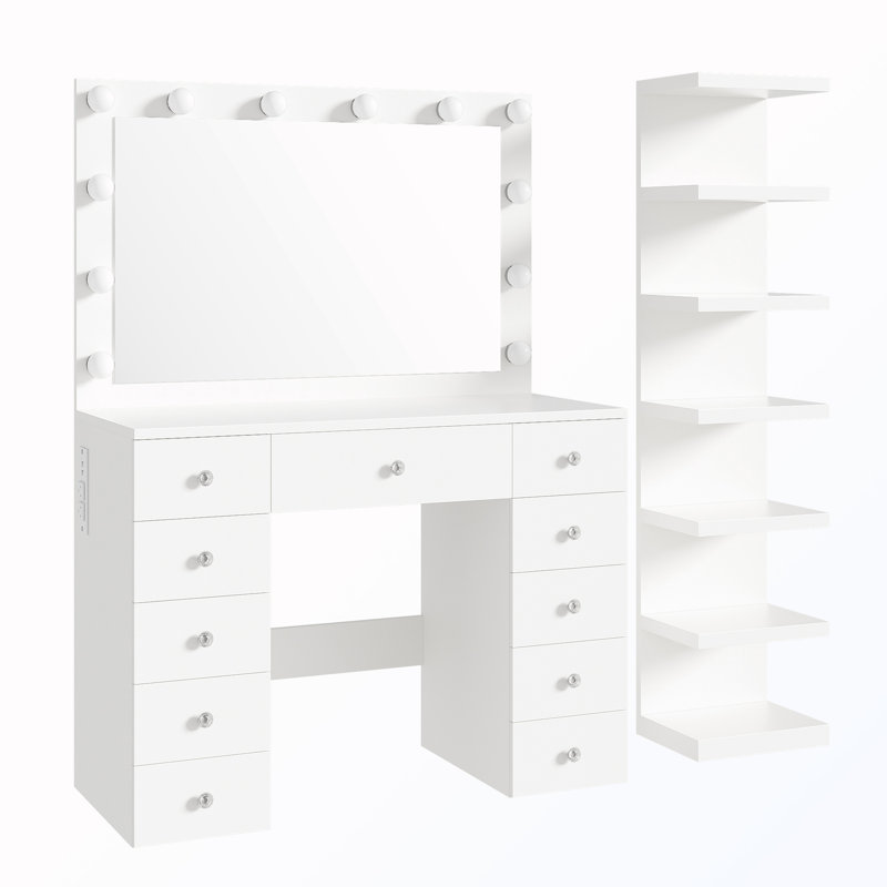 Bureau de meuble-lavabo Lighting Lighting avec tablettes de rangement à 7 niveaux et prise de courant