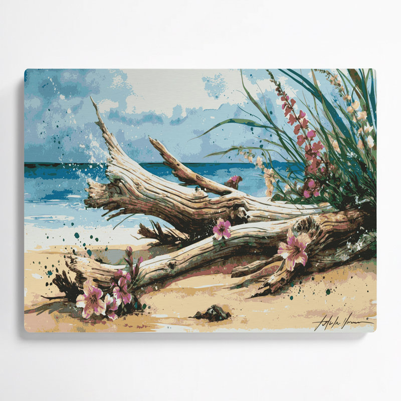 Art mural hawaïen en bois flotté beige, H 20 po x l 24 po