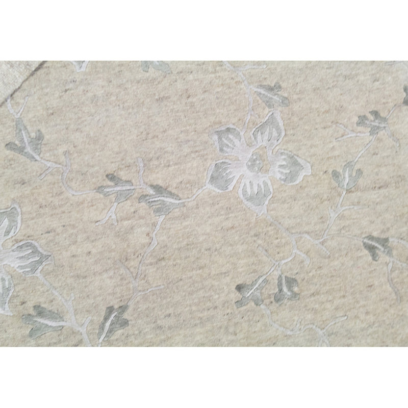 Tapis orange / noir en laine et viscose noué à la main 7 pi 10 po x 10 pi Floral