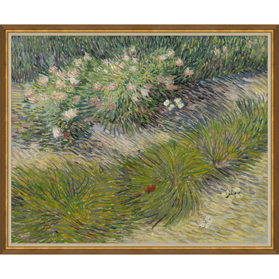 Grass and Butterflies Framed Oil Painting Print