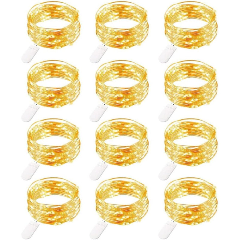 12 Pack Fairy Lights Battery Operated String Lights 20LED Waterproof  Wire Christmas Lights Outdoor,Firefly Mini Lights For Bedroom Party Birthday Wedding Indoor Decorations