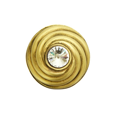 Cache medium round knob with side crystals in finish Museum Gold
