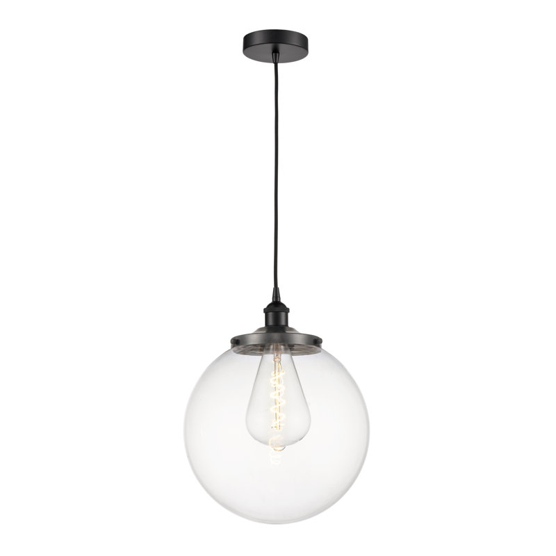 Alphonsa 1 - Light Single Pendant, Clear, Matte Black