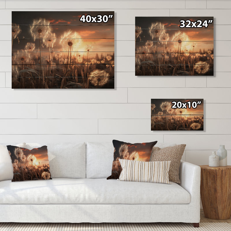 " Sunset Dandelion Field III ", 24" H x 32" W x 0.78" D