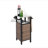 Single Door Bar Cart,Outdoor Kitchen Wicker Island Rolling Cart & Storage Cabinet, Wheels And Stainless Steel Extended Table Top, Side Handle
