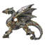 Sculpture de robot cyborg mécanique steampunk en forme de dragon, détails des engrenages et du mécanisme d'horlogerie