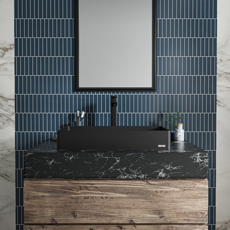 Karran Sternhagen SQS500 23-5/8” x 17-3/4” Rectangular Bathroom Vessel Sink, Black
