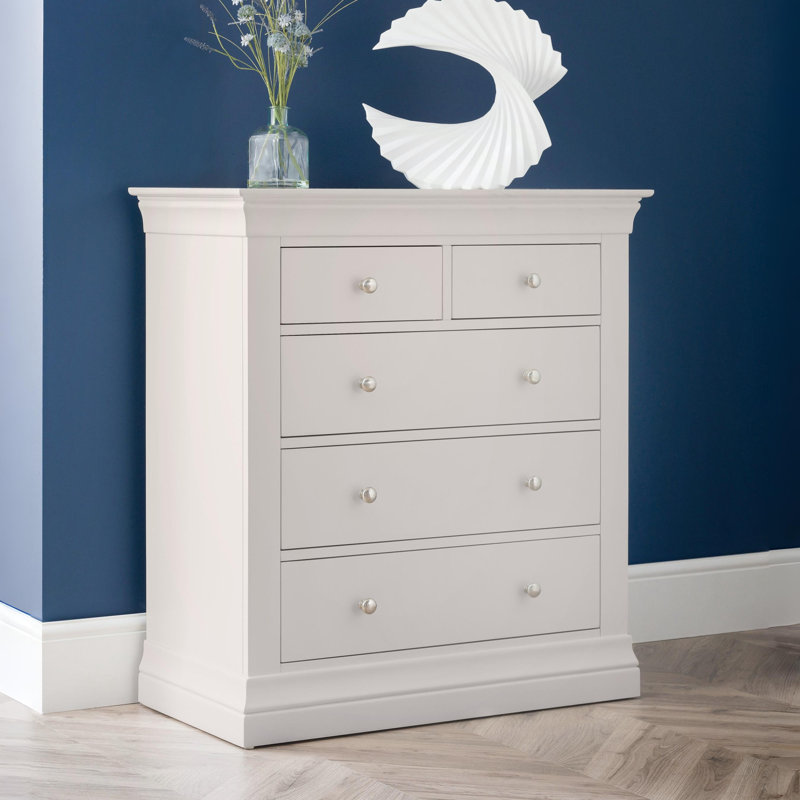 Dial 90cm W 5 - Drawer Chest of Drawers, Light Grey