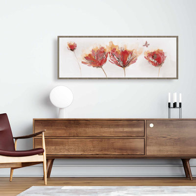 Fleurs cramoisies et toile orange papillon - décor moderne