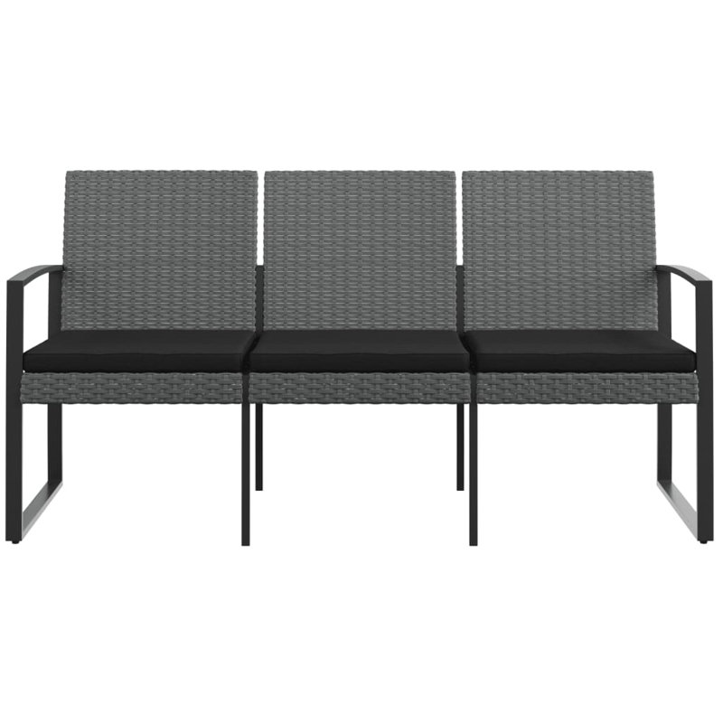 Banc de jardin en osier Gyula, Gris foncé / gris anthracite, Noir