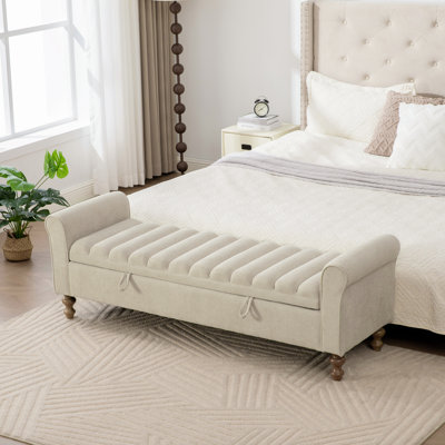 Storage Benches, 65.6 Inch Napped Fabric Modern Bench For Bedroom Home