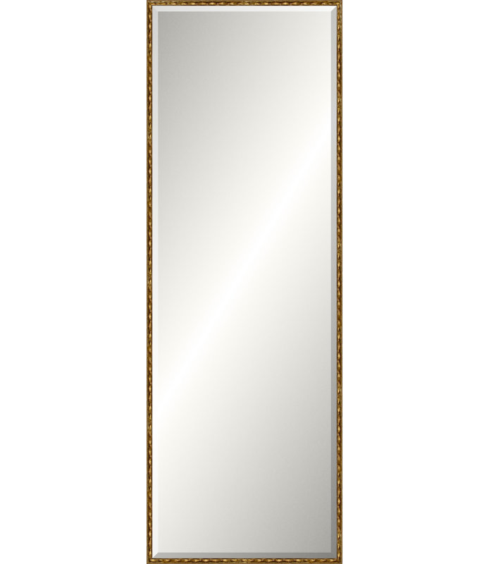 Antique Gold Wave Beveled Signature Mirror, Slim Leaner