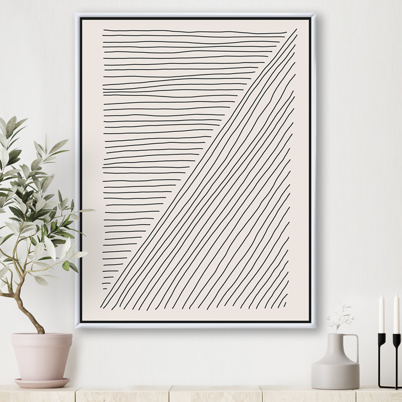 Minimal Geometric Lines IV - reproduction sur toile, H 32 po x l 24 po x P 1 po, Toile encadrée d'or