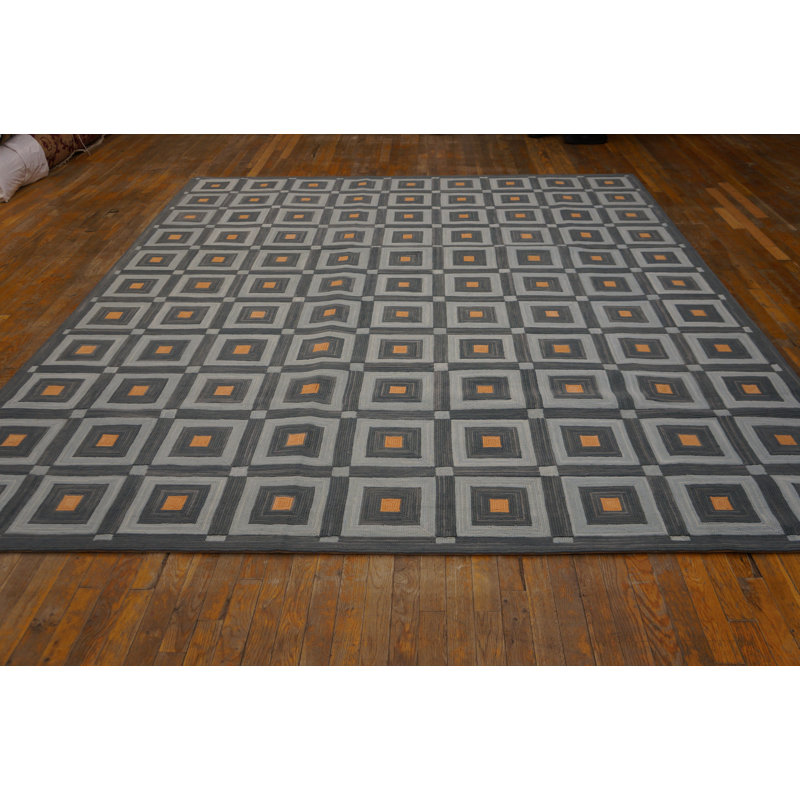 American Hooked Wool Geometric Area Rug