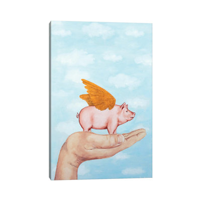 Golden Wings Pig by Coco De Paris - Print on Canvas