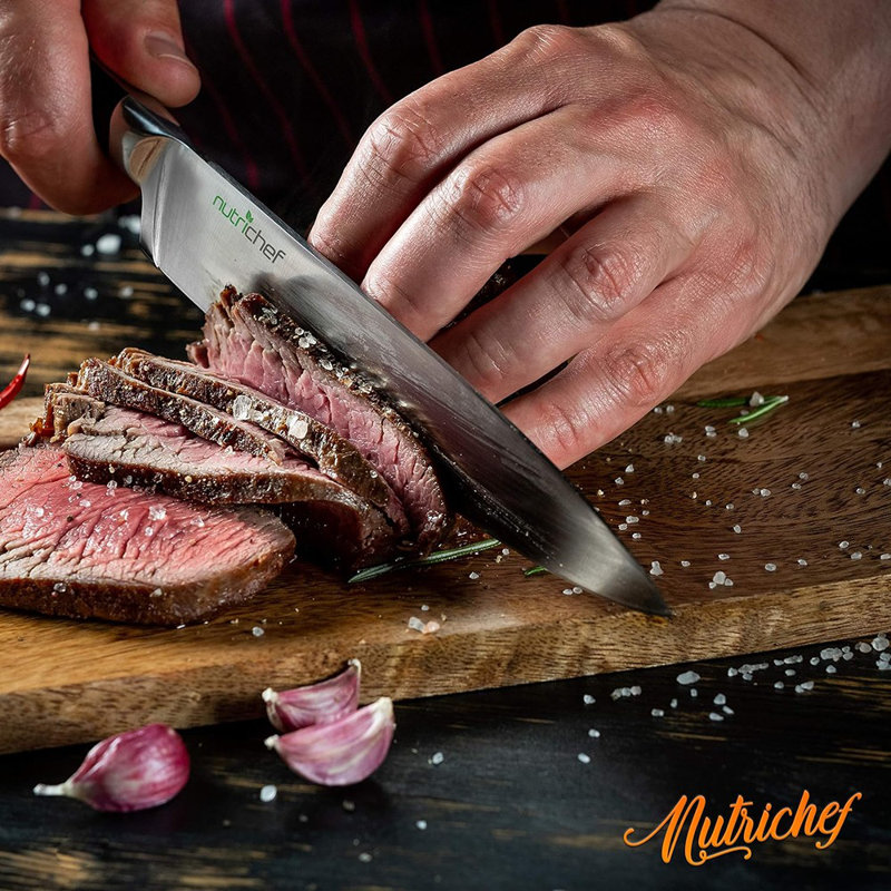 NutriChef 13 Piece Stainless Steel Knife Block Set