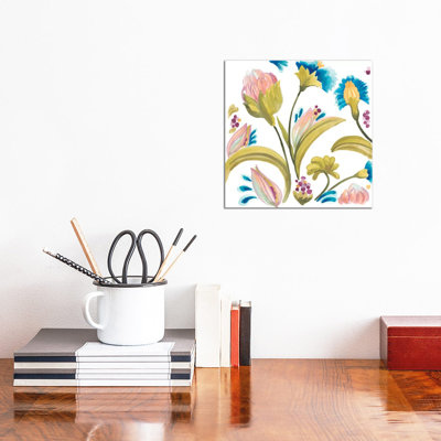 Abbey Floral Tiles I 1 Piece Wrapped Canvas Wall Art
