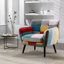 Fauteuil d'appoint moderne en lin à motif patchwork de 33,1 po avec siège rembourré Orleans