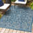 Leonora Bohemian Textured Weave Floral Navy/Gray Indoor/Outdoor Rug-876239352