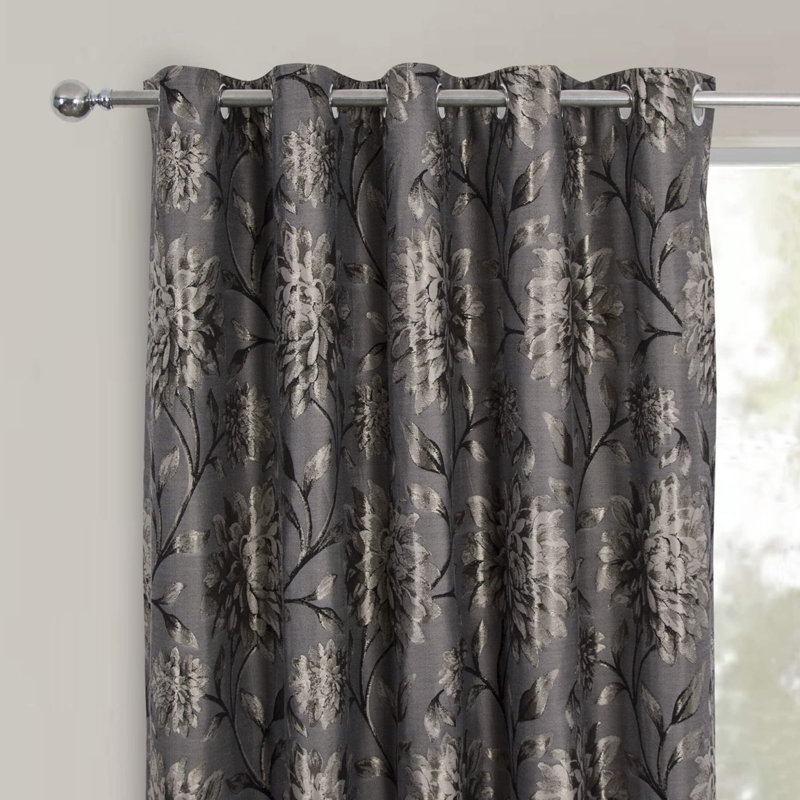 Amridean Fully Lined Eyelet Curtains, 114 W x 137 D cm, Grey
