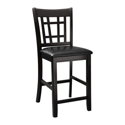 2 sièges à hauteur de comptoir, bois de cerisier foncé, revêtement en similicuir, mobilier de salle à manger, capacité de 250 lb, housse de coussin de siège noir, fauteuil 2 pièces, finition, support de poids, robustesse