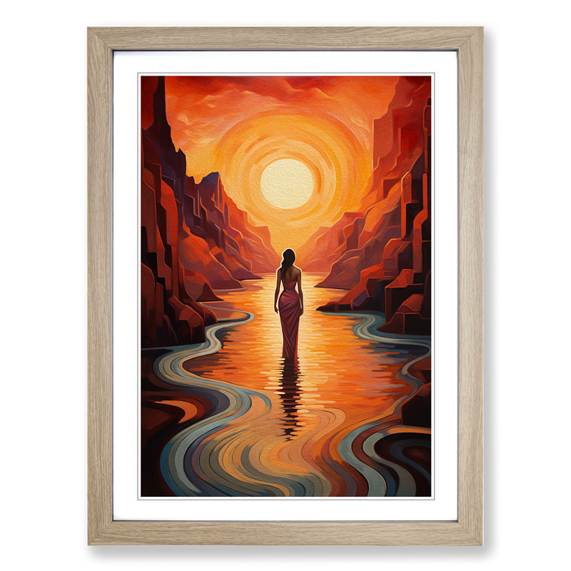 Single Picture Frame Print on Wood, 34cm H x 25cm W, Oak Framed