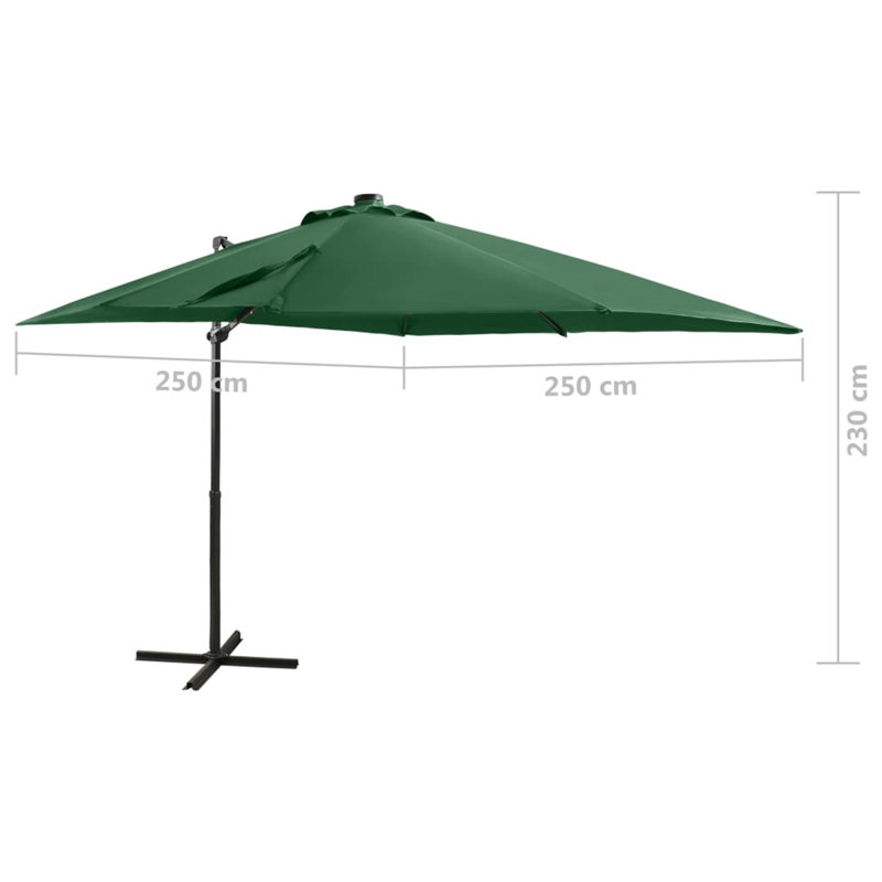 Jazlynn 250cm X 250cm Rectangular Lighted Cantilever Parasol, Green
