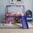 Twin Loft Bed With Slide And Curtain Set-1259651179